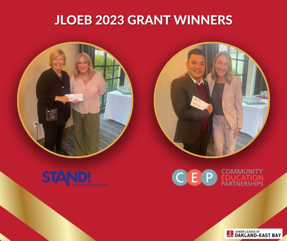 JLOEB 2023 Grant Winners, photo of check presentation to STAND! and CEP at the 2023 May Celebration.