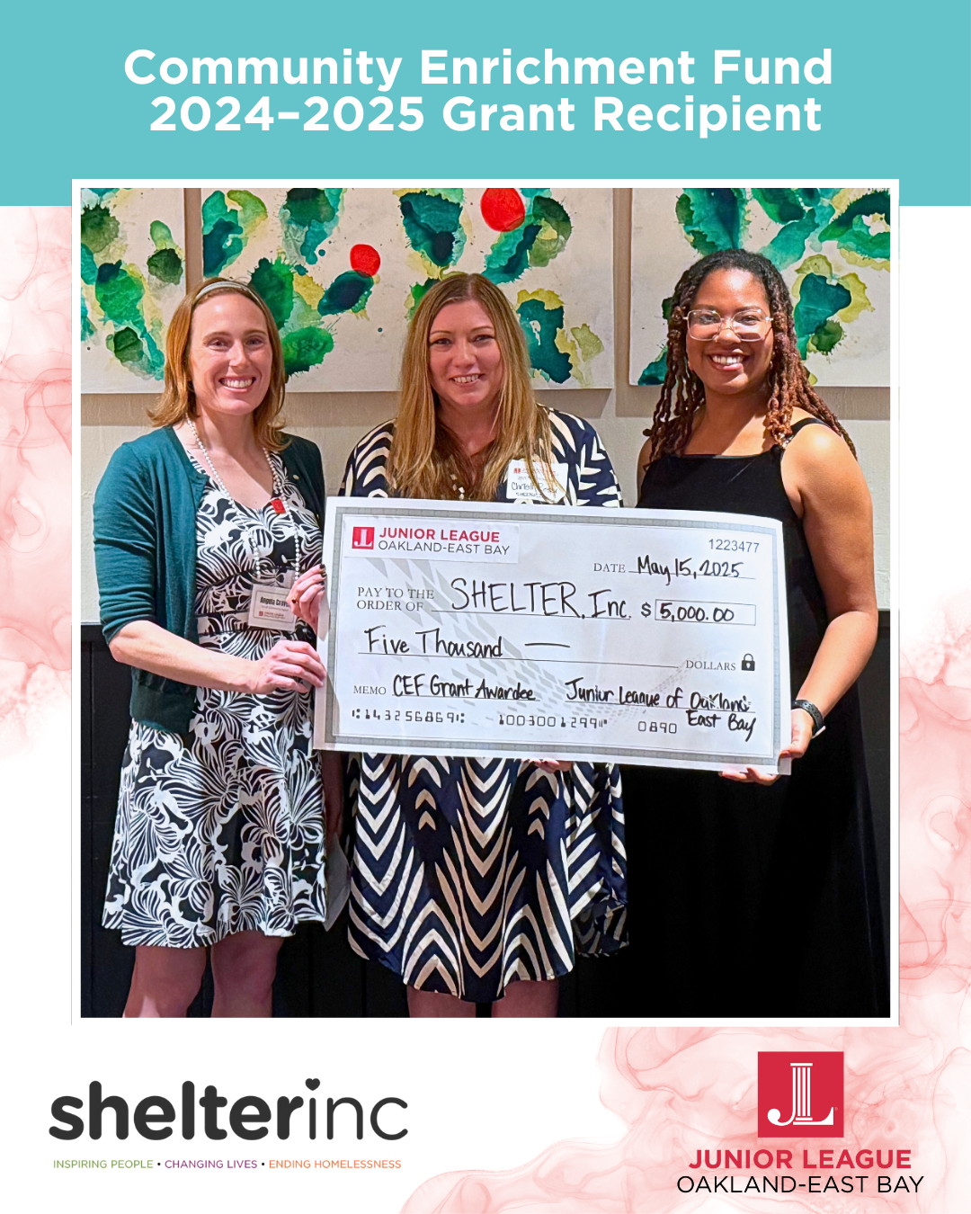 JLOEB Community Enrichment Fund 2024–2025 Grant Recipient: Shelter, Inc.